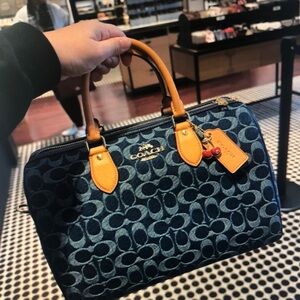 Coach Rowan Satchel Bag In Signature Denim Canvas NWT CY699